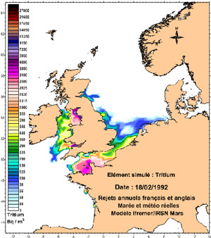 Dispersion du tritium en Manche et Mer du Nord