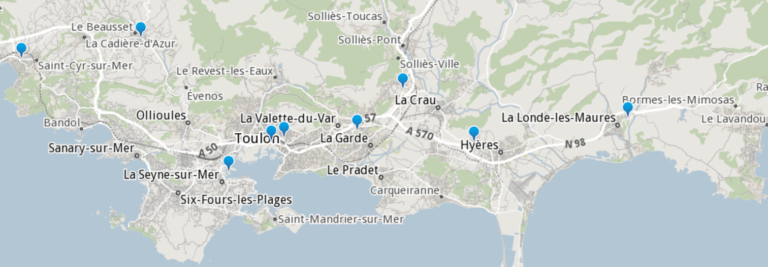 Implantation des balises IRSN du réseau Téléray à proximité de la base navale de Toulon