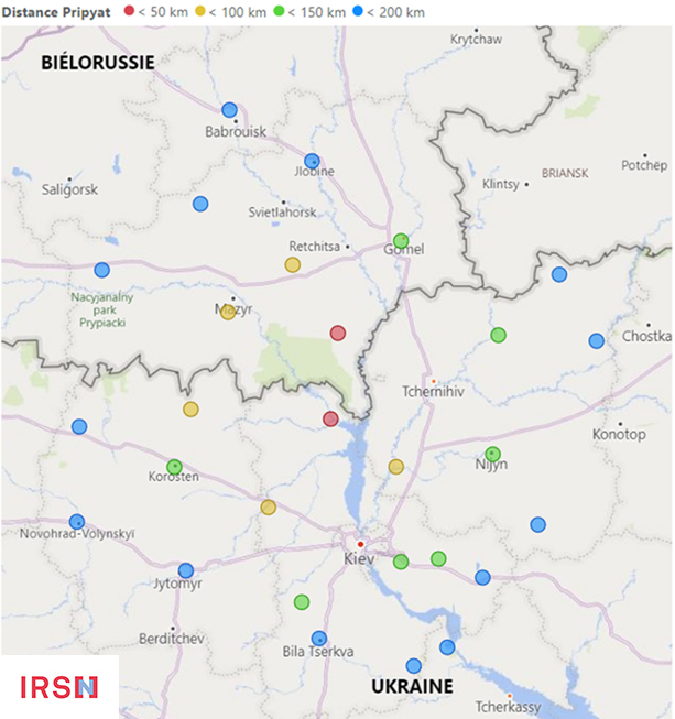 Carte des sondes des réseaux nationaux biélorusse et ukrainien transmettant des données à la plateforme européenne EURDEP dans l