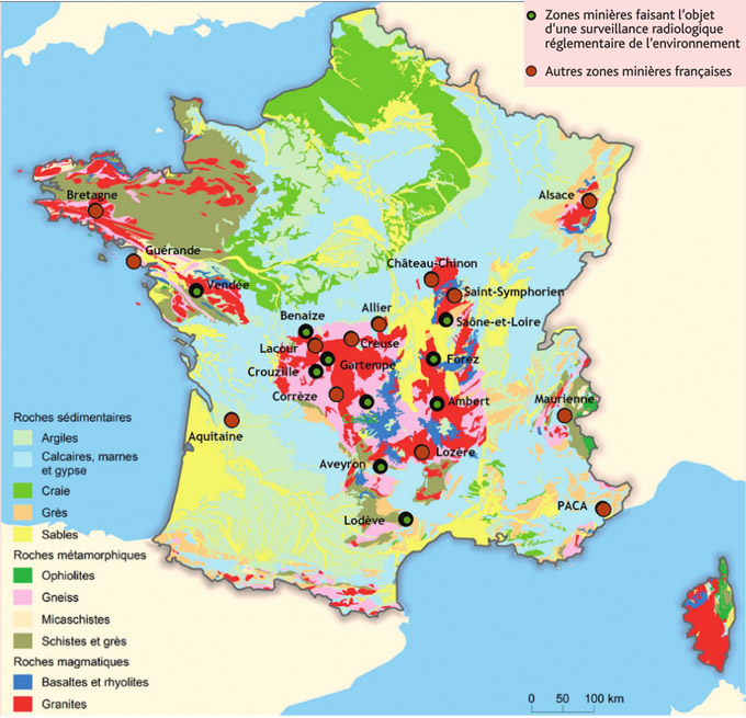 Localisation des zones minières françaises