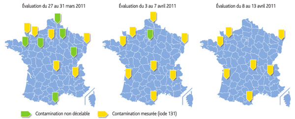Évaluation de la contamination de l’herbe en iode 131 entre le 27 mars et le 13 avril 2011.
