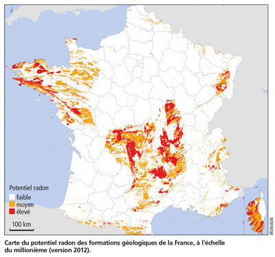 Carte : Le radon en France<