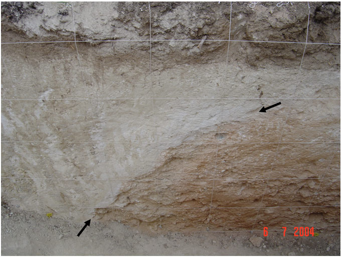 Une des tranchées d’étude de la faille de la Trévaresse, ouverte par les géologues du CEREGE d’Aix-en-Provence (cliché IRSN).