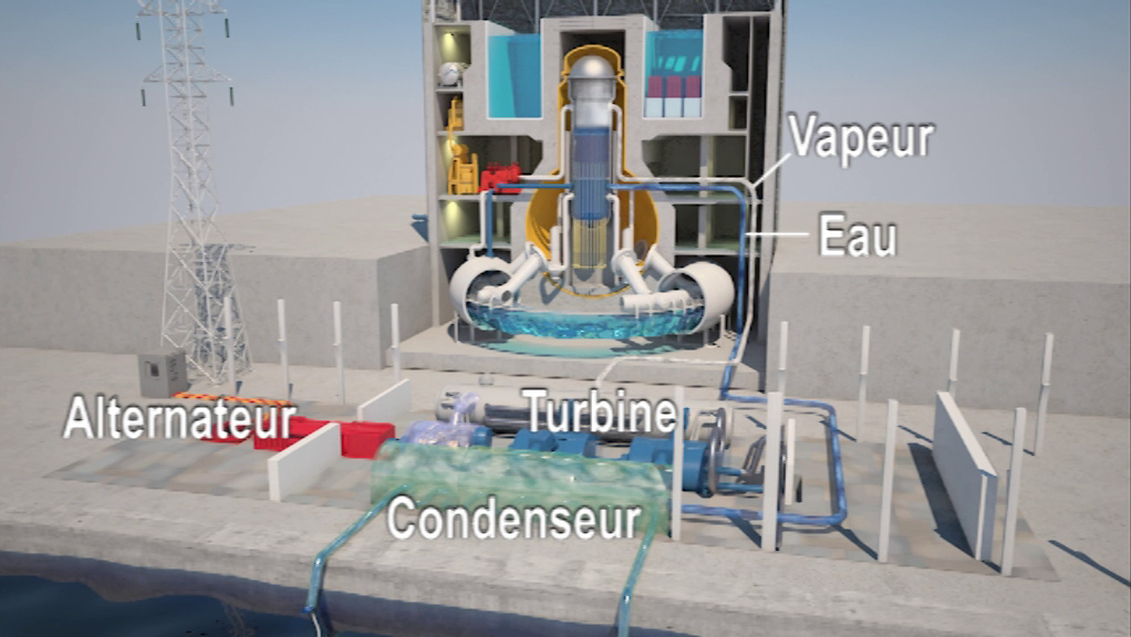 Schéma général d'un réacteur à eau bouillante (REB)