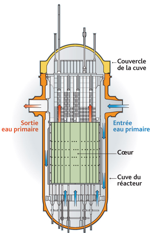 Coupe de la cuve d'un réacteur de 900 mégawatts
