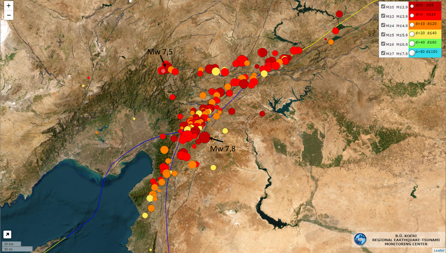 Carte séisme Turquie
