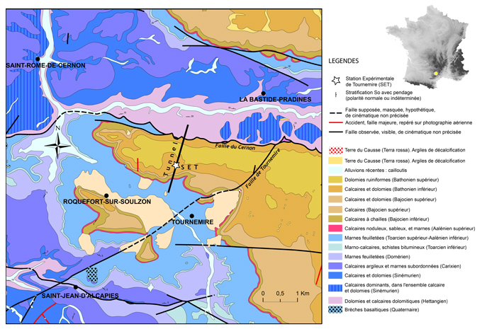 Carte géologique simplifiée du secteur de Tournemire (c) IRSN 