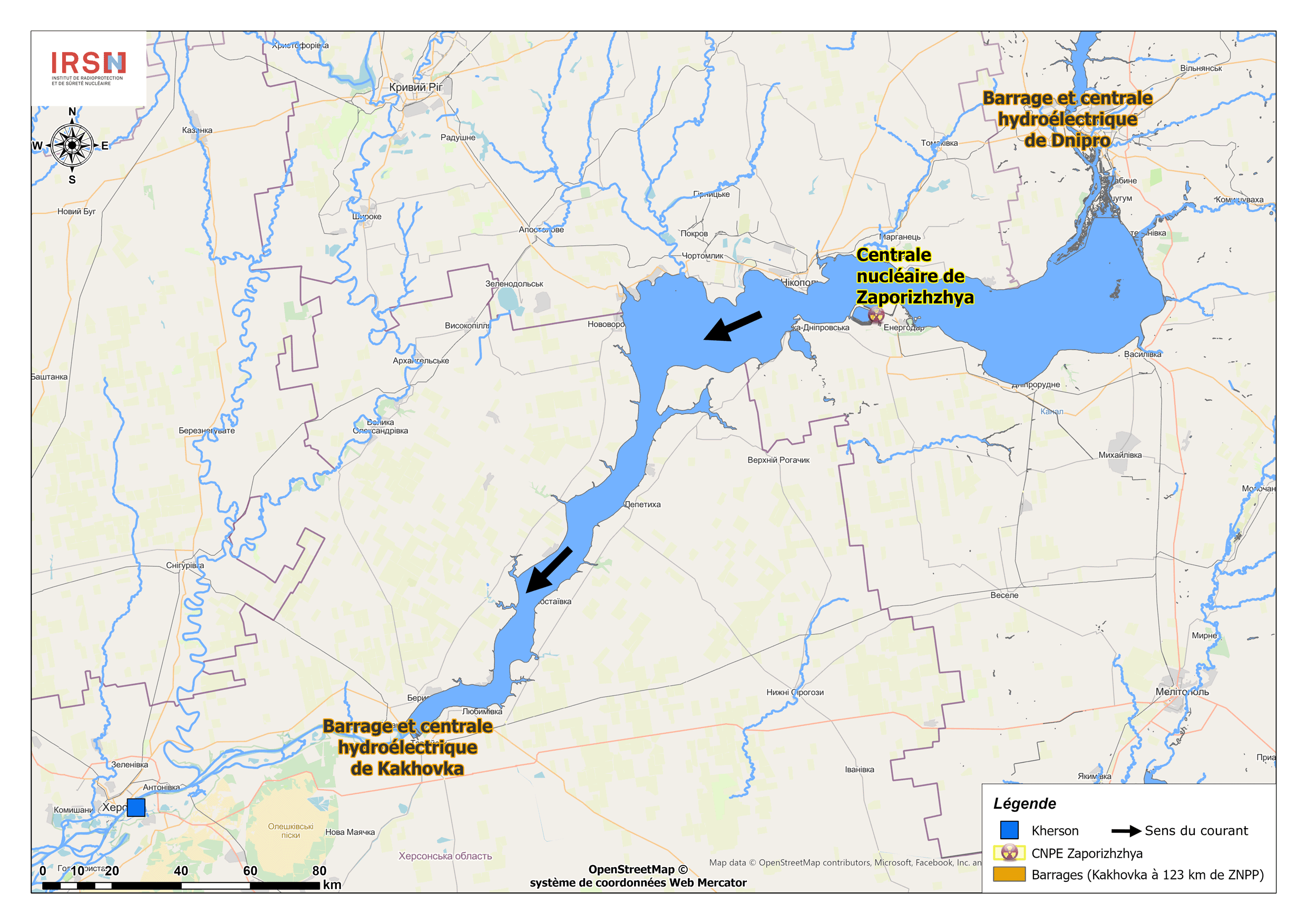 Localisation de la centrale nucléaire de Zaporizhzya