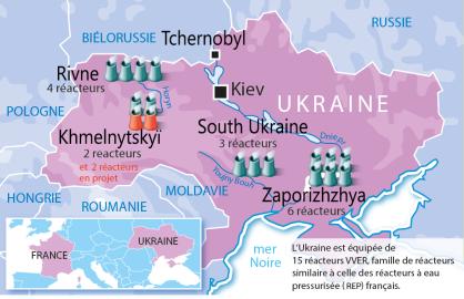 Ukraine - carte des centrales nucléaires