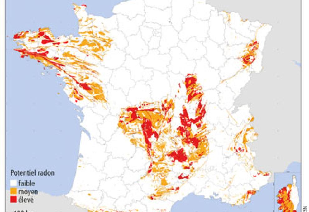 Carte : Le radon en France