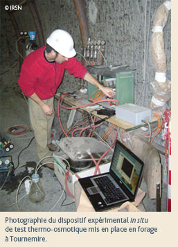 Photographie du dispositif exprimental in situ de test thermo-osmotique mis en place en forage  Tournemire.