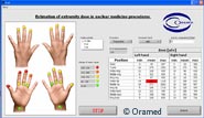 Outil d'estimation de la dose aux mains reue par le personnel de mdecine nuclaire et dvelopp durant le projet Oramed.